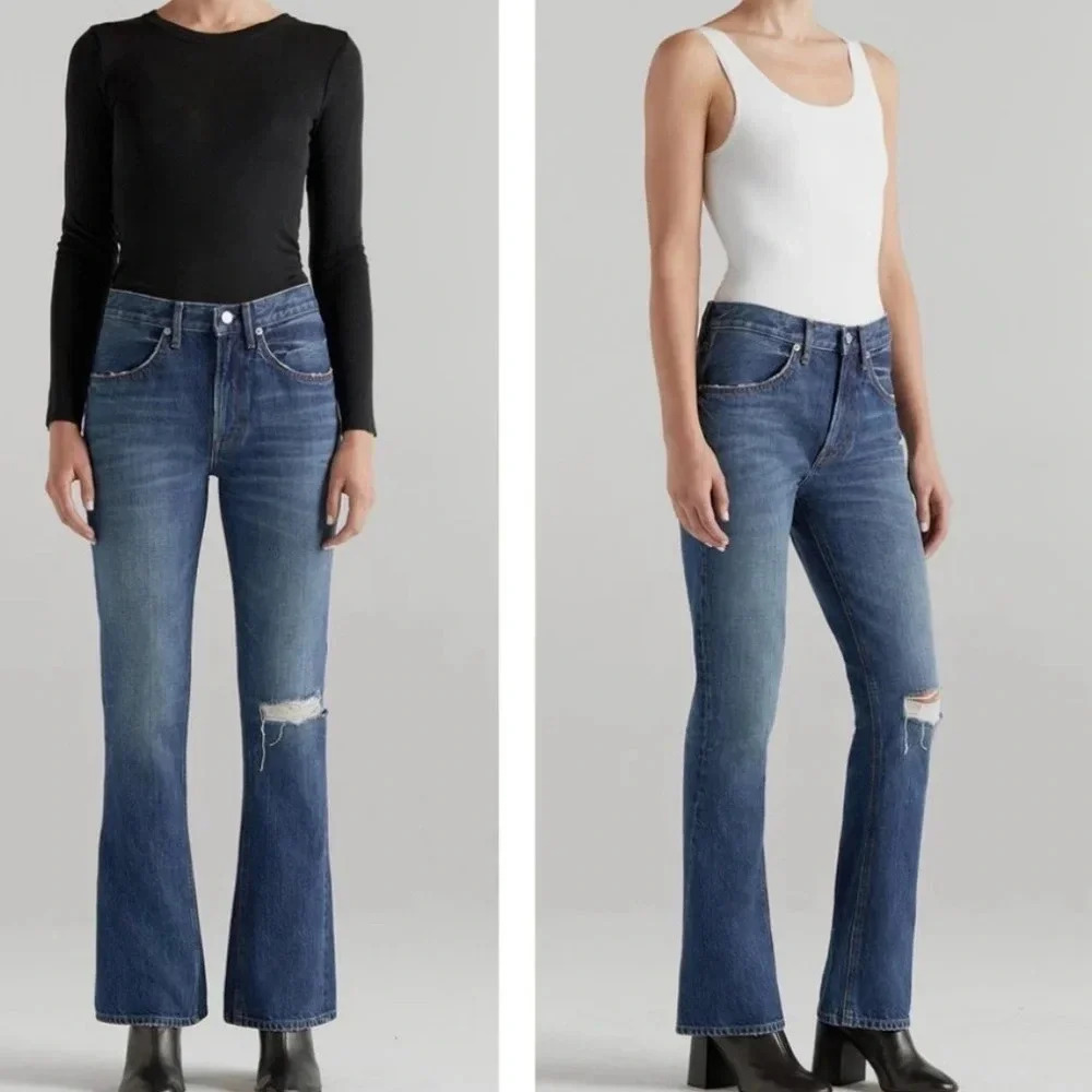 NWT Edwin Anthropology Averi Flare Pretender Wash Jeans Size 29 High-Rise